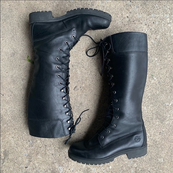 SOLD Vintage Timberland Tall Lace-Up Combat Boots - Picture 5 of 16